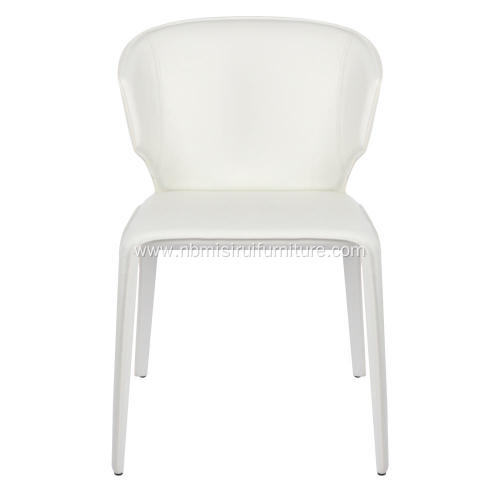 Hola white leather armrest dining chairs